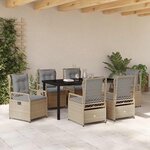 vidaXL Ensemble de salle à manger pour jardin 7 Pièces Beige polyrotin