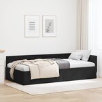 vidaXL Cadre de lit d'angle Autre avec tête de lit Noir 80 x 200 cm