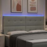 vidaXL Tête de lit avec des lumières à LED Gris clair 100 cm Velours