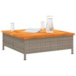 vidaXL Table de jardin gris 70x70x25 cm résine tressée et bois acacia