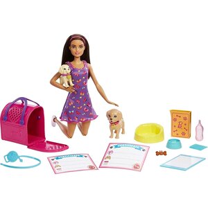 Mattel HKD86 - Barbie Set de jeu d'adoption de chiots avec poupée brunette