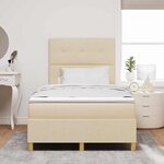vidaXL Lit à ressort LED avec matelas Crème 120 x 200 cm tissu