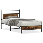 vidaXL Cadre de lit sans matelas chêne fumé 100x200 cm bois ingénierie