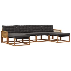 vidaXL Ensemble de canapés d'extérieur 6 pc Naturel et noir