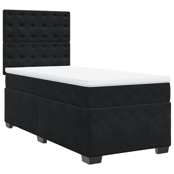 vidaXL Sommier à lattes de lit et matelas Noir 80x200 cm Velours