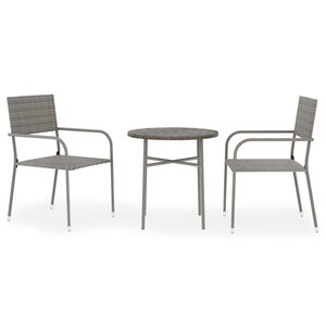 vidaXL Ensemble à manger de jardin 3 Pièces Résine tressée Gris
