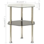 vidaXL Table 2 niveaux Transparent et noir 38x38x50 cm Verre trempé