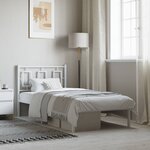 vidaXL Cadre de lit métal sans matelas avec tête de lit blanc 90x200cm