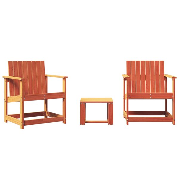 vidaXL Salon de jardin 3 Pièces cire marron bois de pin massif
