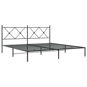 vidaXL Cadre de lit métal avec tête de lit noir 180x200 cm