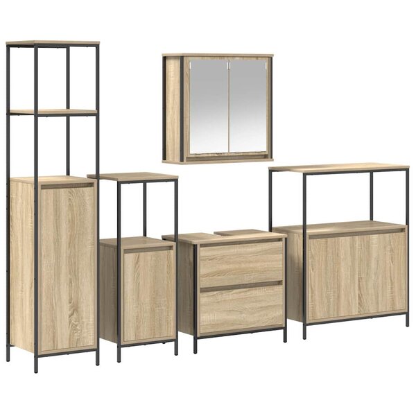 vidaXL Ensemble de mobilier de salle de bain avec étagère 5 Pièces Beige