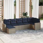 vidaXL Salon de jardin 7 Pièces avec coussins gris résine tressée