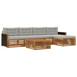vidaXL Ensemble de canapés d'extérieur 6 pc Naturel et gris clair