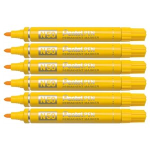 Marqueur Permanent N50 Corps Aluminium Pointe Ogive 2mm Jaune x 6 PENTEL