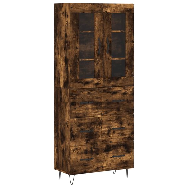 vidaXL Buffet haut Chêne fumé 69 5x34x180 cm Bois d'ingénierie
