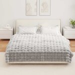 vidaXL Couverture en Fourrure de Lapin Synthétique Gris 150 x 220 cm