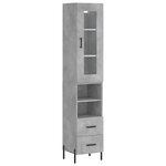 vidaXL Buffet haut Gris béton 34 5x34x180 cm Bois d'ingénierie