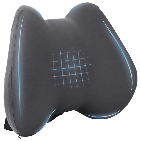 vidaXL Coussin de Dos avec oreiller Gris 40 x 32 x 14 cm Polyester