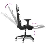 vidaXL Chaise de jeu avec repose-pied Noir et blanc Similicuir