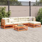 vidaXL Salon de jardin 6 Pièces avec coussins cire marron bois pin massif