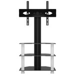vidaXL Meuble TV d'angle 3 niveaux pour 32-70 pouces noir et argenté