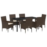 vidaXL Ensemble de salle à manger de jardin 7 pièces avec coussins marron poly rotin