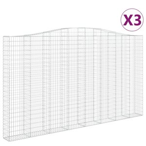 vidaXL Paniers à gabions arqués 3 Pièces 400x30x220/240 cm Fer galvanisé