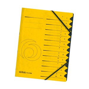 trieur easyorga A4 en carton 12 compartiments + élastique Jaune HERLITZ
