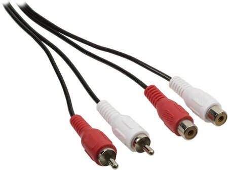 Cable Audio 2 x RCA mâle vers 2 x RCA femelle 10m (rallonge)