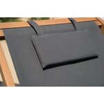 Transat en eucalyptus avec repose-pieds et assise en polyester - Gris - MERI