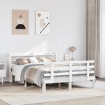 vidaXL Cadre de lit avec tête de lit sans matelas blanc 150x200 cm