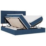 vidaXL Lit de Rangement avec tête de lit Bleu 200 x 200 cm Tissu