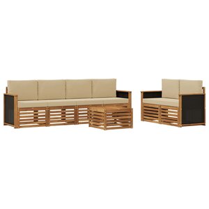 vidaXL Ensemble de canapés d'extérieur 7 pc Naturel et Beige