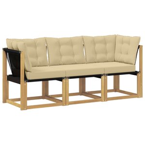 vidaXL Canapé d’extérieur milieu et coin avec coussin 3 Pièce Blanc