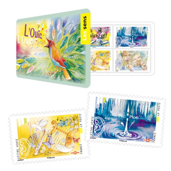 Carnet - L'ouie - 12 timbres autocollants