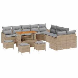 vidaXL Ensemble de canapé de jardin 14 Pièces Beige et Gris clair