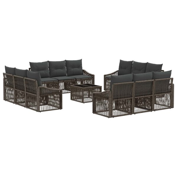 vidaXL Ensemble de canapé de jardin 13 Pièces Gris polyrotin