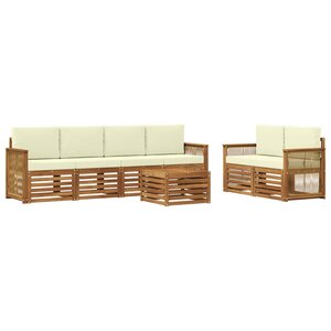 vidaXL Ensemble de canapés d'extérieur 7 Pièces Naturel et Crème
