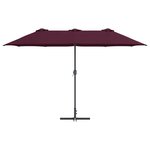 vidaXL Parasol de jardin Rouge bordeaux 370 x 197 x 239 cm