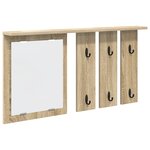 vidaXL Porte-manteau mural avec étagère Montage mural avec miroir Chêne sonoma 85 x 10 x 45 cm