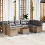 vidaXL Ensemble de canapé de jardin 10 Pièces Beige Poly rotin