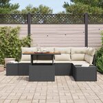 vidaXL Ensemble de canapé de jardin 6 Pièces Noir Poly rotin