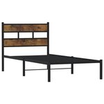 vidaXL Cadre de lit en métal sans matelas chêne fumé 90x190 cm
