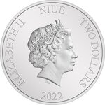 Pièce de monnaie 2 Dollars Niue 2022 1 once argent BE – Année du Tigre