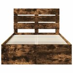 vidaXL Cadre de lit Chêne fumé 120 x 190 cm Bois de pin massif