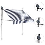 vidaXL Auvent manuel rétractable avec LED 100 cm Bleu et blanc