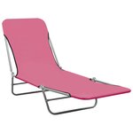 vidaXL Chaises longues pliables lot de 2 Acier et tissu Rose