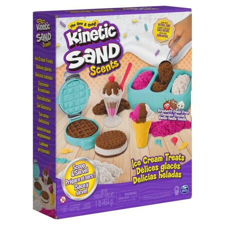 Kinetic sand - sable magique - coffret delices glaces parfume 454g - sable cinétique et coloré a modeler - 6059742 - jouet 3 ans