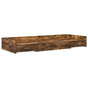 vidaXL Cadre de lit avec rangement avec tiroir Chêne fumé 100 x 200 cm