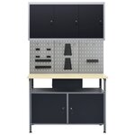vidaXL Établi avec 3 panneaux muraux et 1 armoire